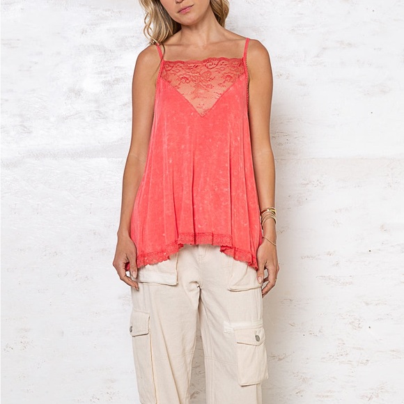 ☃️BOGO50%☃️🆕❤️POL: PEACH ECHO Lace Panel Cami Tank SMALL - Picture 6 of 14